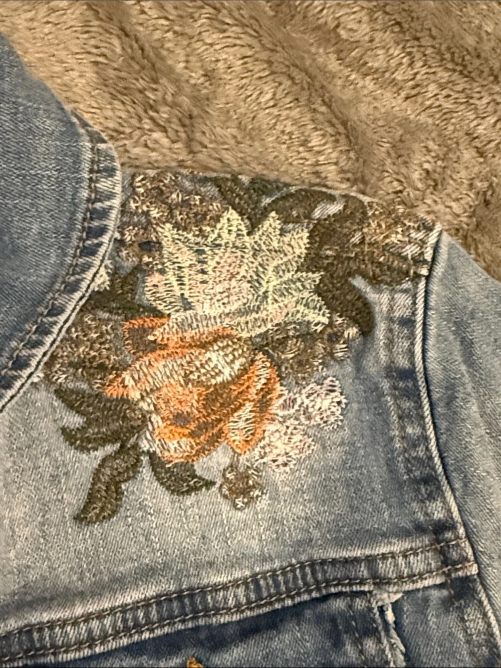 Joe's Girls 7Y Jeans Light Blue Denim Jacket with Floral Embroidery